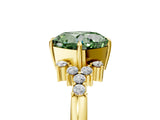 Yellow gold Fancy Green Cushion Cut Diamond Ring with Side Stones and Four-Prong Setting_117
