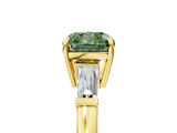 Yellow gold Fancy Green Cushion  Cut Diamond Ring with Tapered Baguette Side Stones in Four-Prong Setting_8