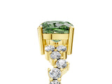 Yellow gold Fancy Green Cushion Cut Diamond Scattered Round Accent Ring with Prong Setting_17