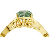 Yellow gold Fancy Green Cushion Cut Diamond Solitaire Celtic Knot Ring with Four-Prong Setting_76