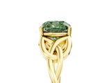 Yellow gold Fancy Green Cushion Cut Diamond Solitaire Celtic Knot Ring with Four-Prong Setting_77