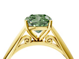 Yellow gold Fancy Green Cushion Cut Diamond Solitaire Engagement Ring with Cathedral Setting and Four-Prong Mount_100