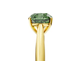Yellow gold Fancy Green Cushion Cut Diamond Solitaire Engagement Ring with Cathedral Setting and Four-Prong Mount_101