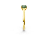 Yellow gold Fancy Green Cushion Cut Diamond Solitaire Engagement Ring with Cathedral Setting and Four-Prong Mount_134