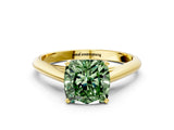 Yellow gold Fancy Green Cushion Cut Diamond Solitaire Engagement Ring with Cathedral Setting and Four-Prong Mount_48