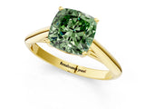 Yellow gold Fancy Green Cushion Cut Diamond Solitaire Engagement Ring with Cathedral Setting and Four-Prong Mount_49