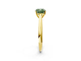 Yellow gold Fancy Green Cushion Cut Diamond Solitaire Engagement Ring with Cathedral Setting and Four-Prong Mount_98