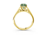 Yellow gold Fancy Green Cushion Cut Diamond Solitaire Engagement Ring with Cathedral Setting and Four-Prong Mount_99