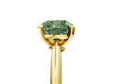 Yellow gold Fancy Green Cushion Cut Diamond Solitaire Engagement Ring with Classic Band and Four-Prong Setting_124
