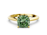 Yellow gold Fancy Green Cushion Cut Diamond Solitaire Engagement Ring with Classic Band and Four-Prong Setting_24