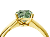 Yellow gold Fancy Green Cushion Cut Diamond Solitaire Engagement Ring with Classic Band and Four-Prong Setting_28