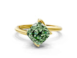 Yellow gold Fancy Green Cushion Cut Diamond Solitaire Engagement Ring with Four-Prong Setting and Classic Band_20