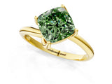 Yellow gold Fancy Green Cushion Cut Diamond Solitaire Engagement Ring with Four-Prong Setting and Classic Band_21