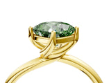 Yellow gold Fancy Green Cushion Cut Diamond Solitaire Engagement Ring with Four-Prong Setting and Classic Band_24