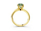 Yellow gold Fancy Green Cushion Cut Diamond Solitaire Engagement Ring with Round Band and Four-Prong Setting_140