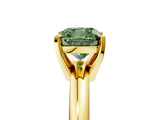 Yellow gold Fancy Green Cushion Cut Diamond Solitaire Engagement Ring with Round Band and Four-Prong Setting_142