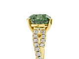 Yellow gold Fancy Green Cushion Cut Diamond Solitaire Engagement Ring with Twisted Pavé Band and Four-Prong Setting_49