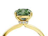 Yellow gold Fancy Green Cushion Cut Diamond Solitaire Ring with Classic Band and Four-Prong Setting_4