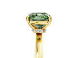 Yellow gold Fancy Green Cushion Cut Diamond Solitaire Ring with Classic Band and Four-Prong Setting_5