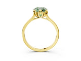 Yellow gold Fancy Green Cushion Cut Diamond Solitaire Ring with Flower Prong Setting and Classic Band_39