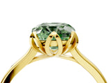 Yellow gold Fancy Green Cushion Cut Diamond Solitaire Ring with Flower Prong Setting and Classic Band_40