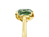 Yellow gold Fancy Green Cushion Cut Diamond Solitaire Ring with Flower Prong Setting and Classic Band_41