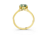 Yellow gold Fancy Green Cushion Cut Diamond Solitaire Ring with Flower Prong Setting and Classic Band_85