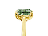 Yellow gold Fancy Green Cushion Cut Diamond Solitaire Ring with Flower Prong Setting and Classic Band_87