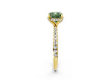 Yellow gold Fancy Green Cushion Cut Diamond Solitaire Ring with Four-Prong Setting and Pavé Band_5
