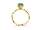 Yellow gold Fancy Green Cushion Cut Diamond Solitaire Ring with Four-Prong Setting and Pavé Band_6