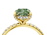 Yellow gold Fancy Green Cushion Cut Diamond Solitaire Ring with Four-Prong Setting and Pavé Band_7