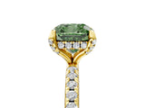 Yellow gold Fancy Green Cushion Cut Diamond Solitaire Ring with Four-Prong Setting and Pavé Band_8