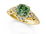 Yellow gold Fancy Green Cushion Cut Diamond Solitaire Ring with Hidden Halo and Pavé Band_28
