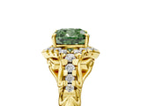 Yellow gold Fancy Green Cushion Cut Diamond Solitaire Ring with Hidden Halo and Pavé Band_32