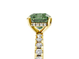 Yellow gold Fancy Green Cushion Cut Diamond Solitaire Ring with Pavé Band and Four-Prong Setting_85