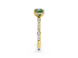Yellow gold Fancy Green Cushion Cut Diamond Solitaire Ring with Pavé Band and Hidden Halo_17