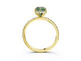 Yellow gold Fancy Green Cushion Cut Diamond Solitaire Ring with Pavé Band and Hidden Halo_18