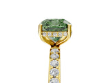 Yellow gold Fancy Green Cushion Cut Diamond Solitaire Ring with Pavé Band and Hidden Halo_20