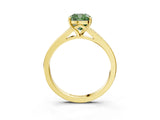 Yellow gold Fancy Green Cushion Cut Diamond Solitaire Ring with Pavé Band and Prong Setting_15