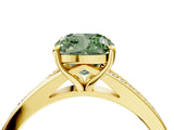 Yellow gold Fancy Green Cushion Cut Diamond Solitaire Ring with Pavé Band and Prong Setting_16