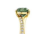 Yellow gold Fancy Green Cushion Cut Diamond Solitaire Ring with Pavé Band and Prong Setting_17