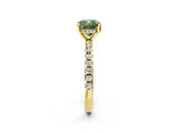 Yellow gold Fancy Green Cushion Cut Diamond Solitaire Ring with Round  Pavé Band and Four-Prong Setting_38