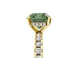 Yellow gold Fancy Green Cushion Cut Diamond Solitaire Ring with Round  Pavé Band and Four-Prong Setting_41