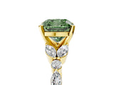 Yellow gold Fancy Green Cushion Cut Diamond Solitaire Ring with Side Stones and Four-Prong Setting_76
