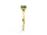 Yellow gold Fancy Green Cushion Cut Diamond Solitaire Ring with Six-Prong Setting and Classic Band_287