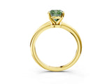 Yellow gold Fancy Green Cushion Cut Diamond Solitaire Ring with Six-Prong Setting and Classic Band_288