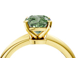 Yellow gold Fancy Green Cushion Cut Diamond Solitaire Ring with Six-Prong Setting and Classic Band_289