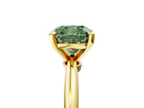 Yellow gold Fancy Green Cushion Cut Diamond Solitaire Ring with Six-Prong Setting and Classic Band_290