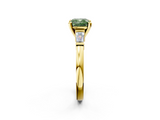 Yellow gold Fancy Green Cushion  Cut Diamond Solitaire Ring with Tapered Baguette Accents and Four-Prong Setting_79
