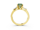 Yellow gold Fancy Green Cushion  Cut Diamond Solitaire Ring with Tapered Baguette Accents and Four-Prong Setting_80